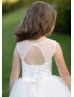 Sheer Neck Ivory Lace Tulle Flower Girl Dress Baby Baptism Dress Sheer Neck Ivory Lace Tulle Flower Girl Dress Baby Baptism Dress